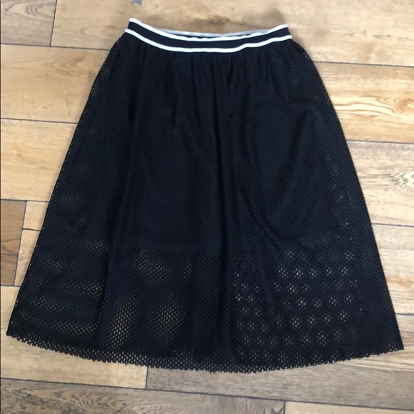 TOPSHOP Football Mesh Midi Skirt Black 6 - Picture 5 of 8